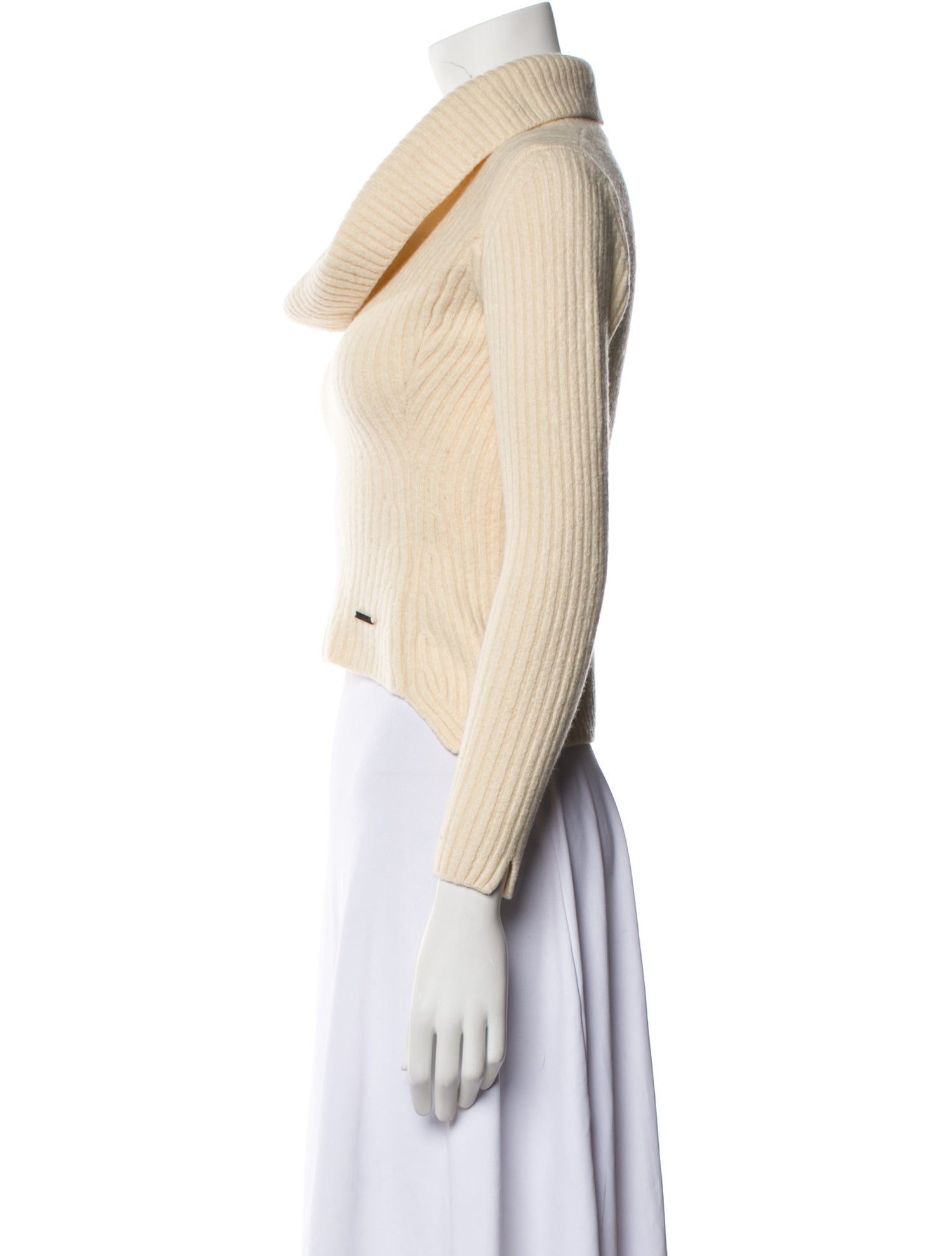 Costume National Cowl Neck Three-Quarter Sleeve Crop Top