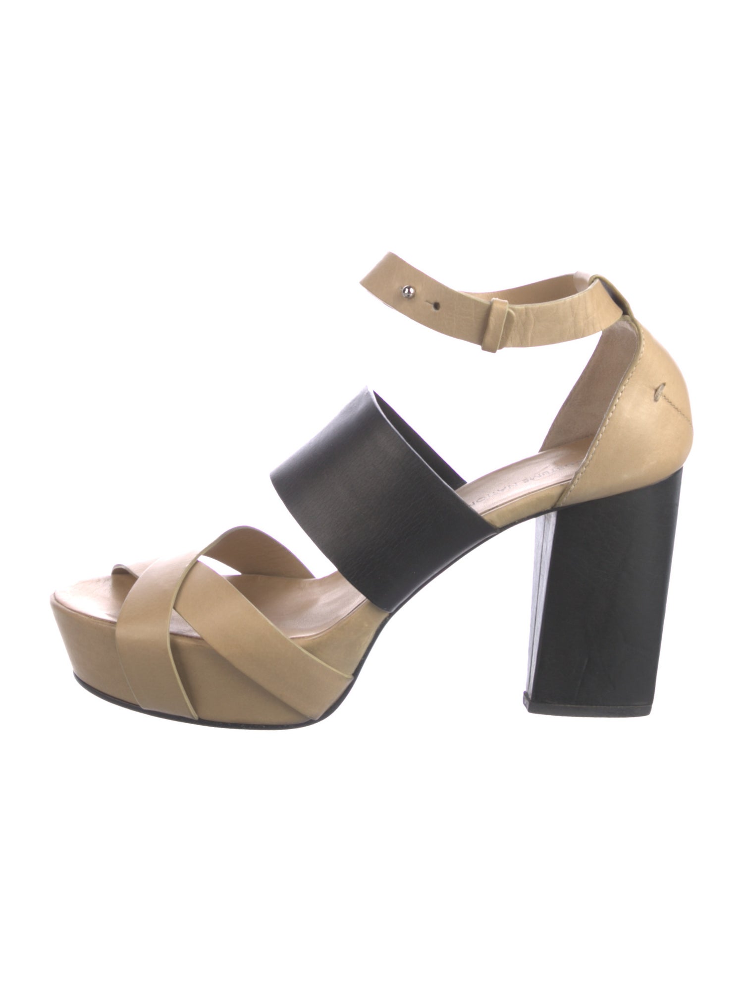 Costume National Leather Colorblock Pattern Sandals