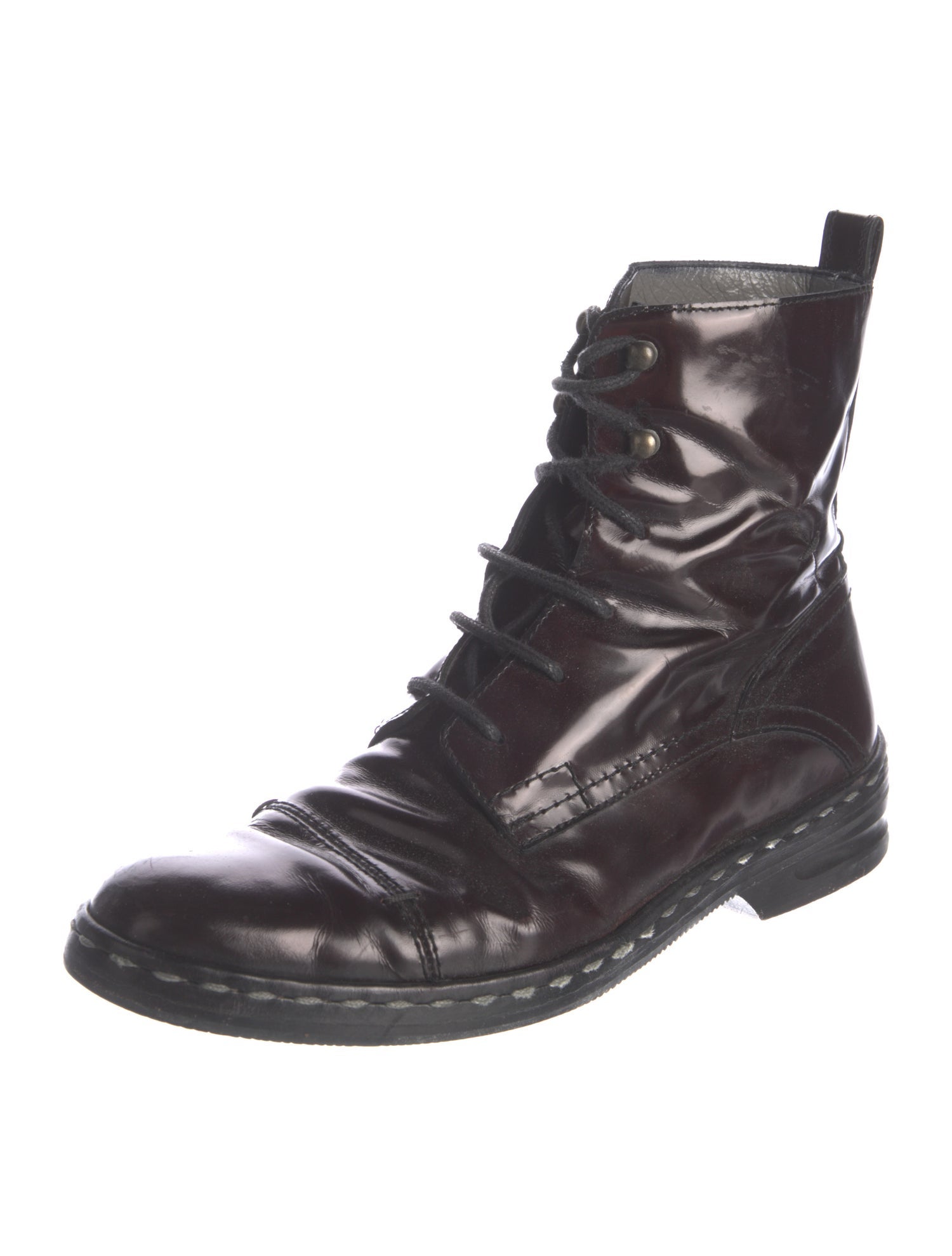 Costume National Leather Combat Boots