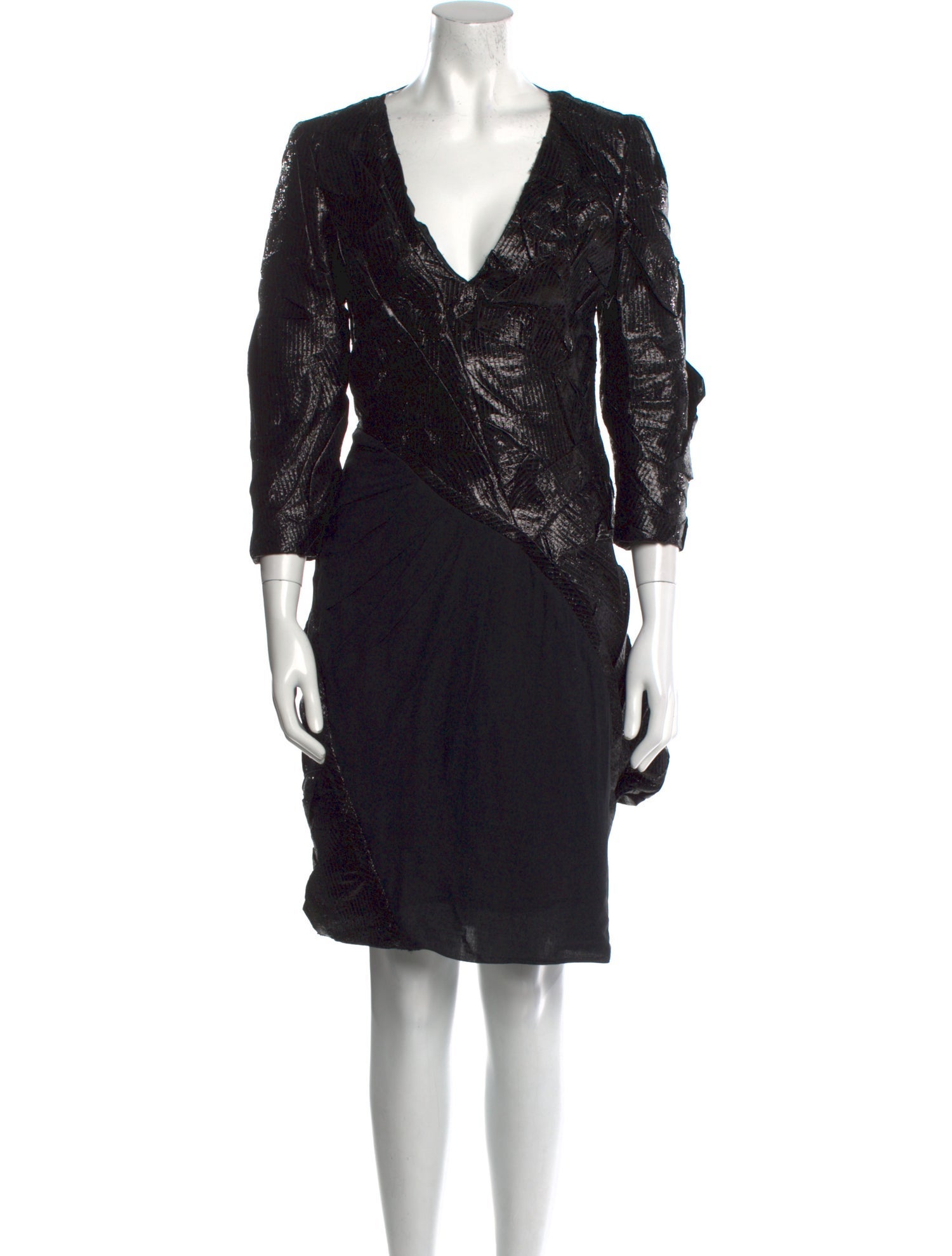 Costume National Plunge Neckline Knee-Length Dress