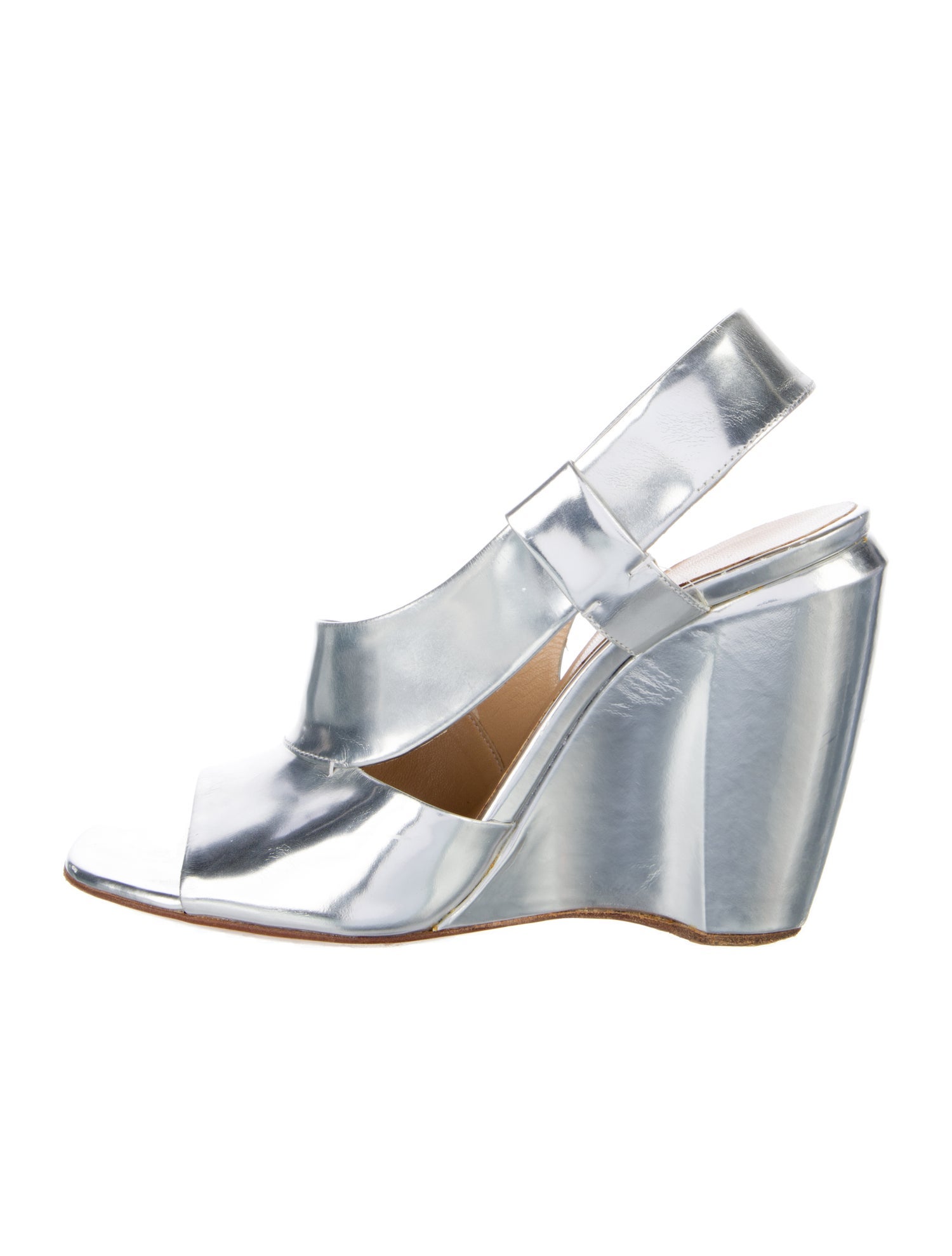 Costume National Leather Colorblock Pattern Slingback Sandals