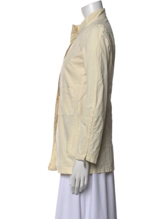 Costume National Mock Neck Long Sleeve Button-Up Top