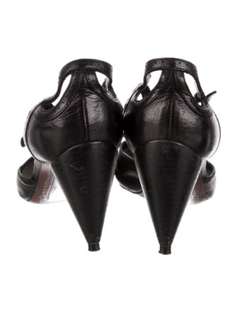 Costume National Leather T-Strap Pumps