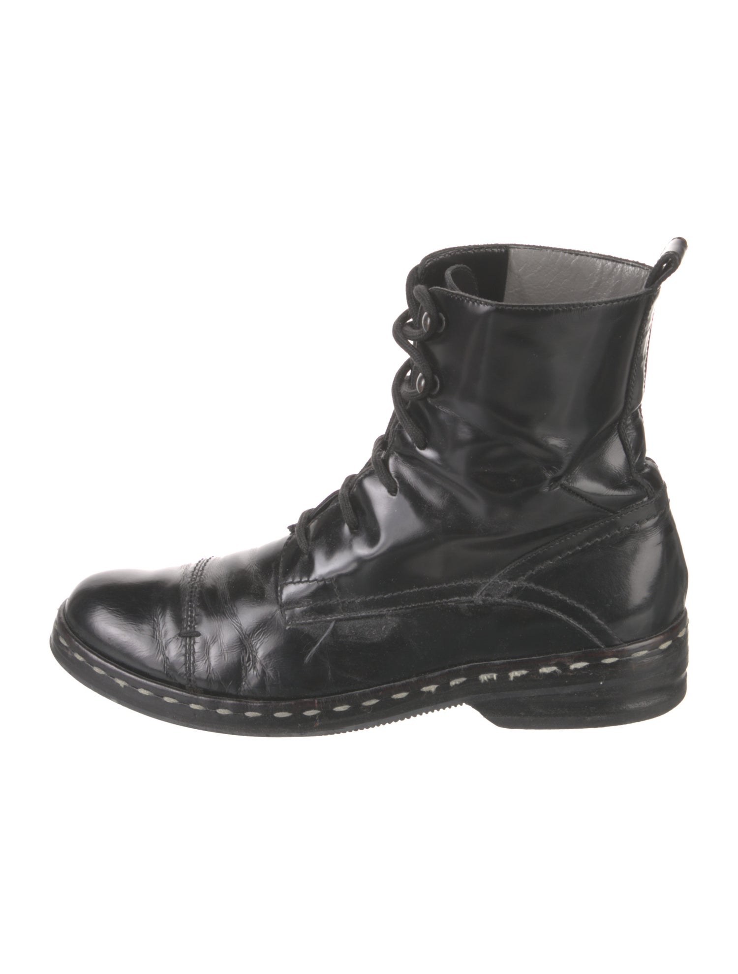 Costume National Patent Leather Combat Boots
