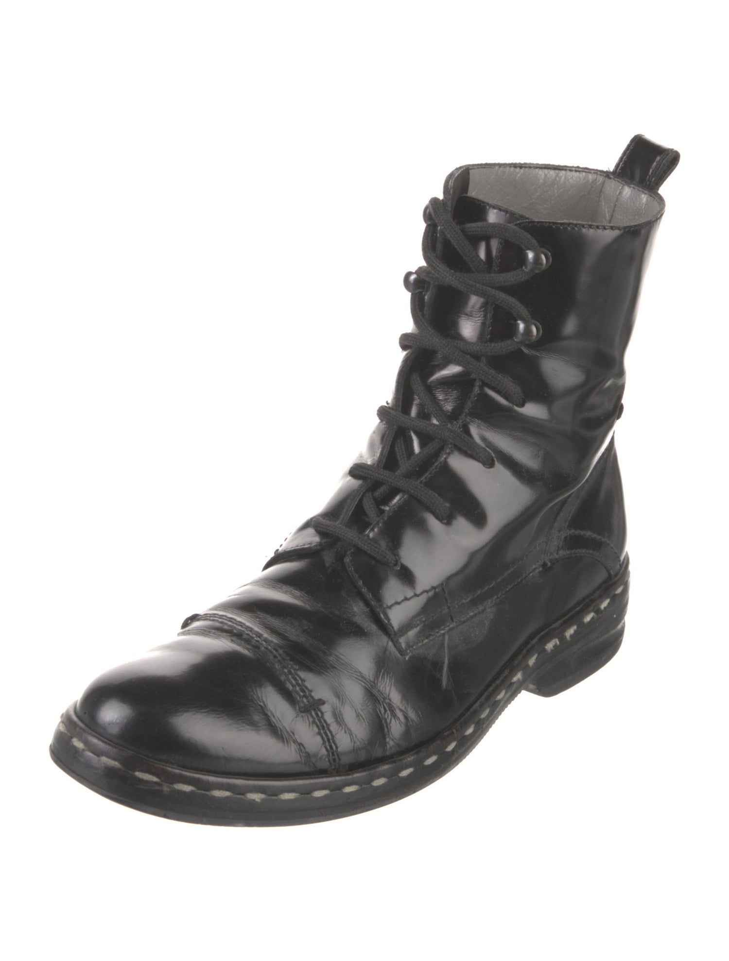 Costume National Patent Leather Combat Boots