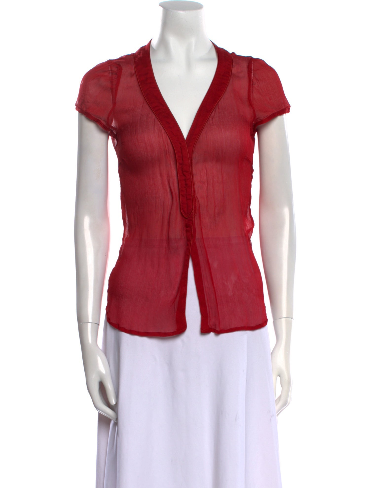 Costume National V-Neck Short Sleeve Blouse