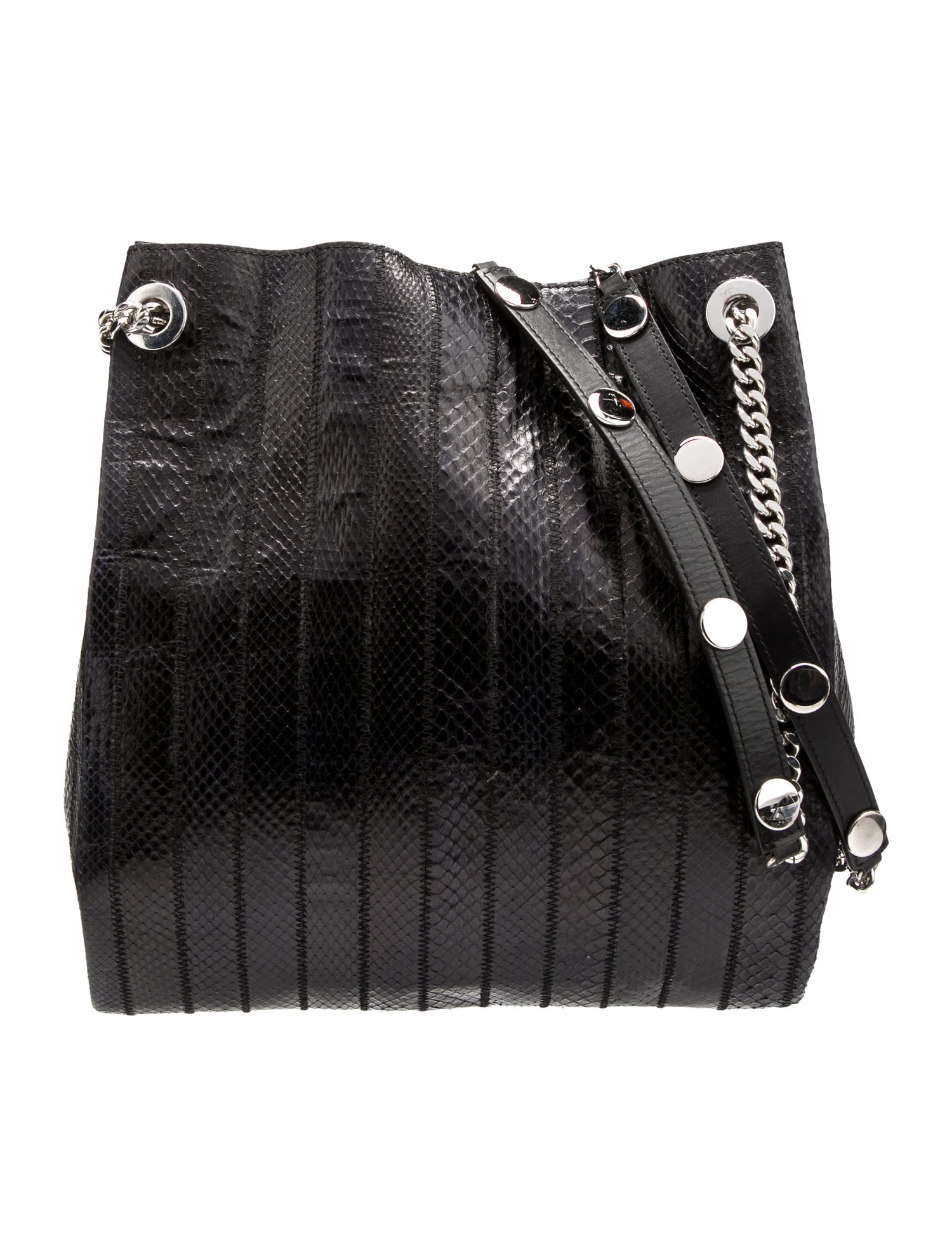 Costume National Embossed Leather Bucket Bag