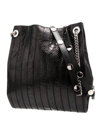 Costume National Embossed Leather Bucket Bag