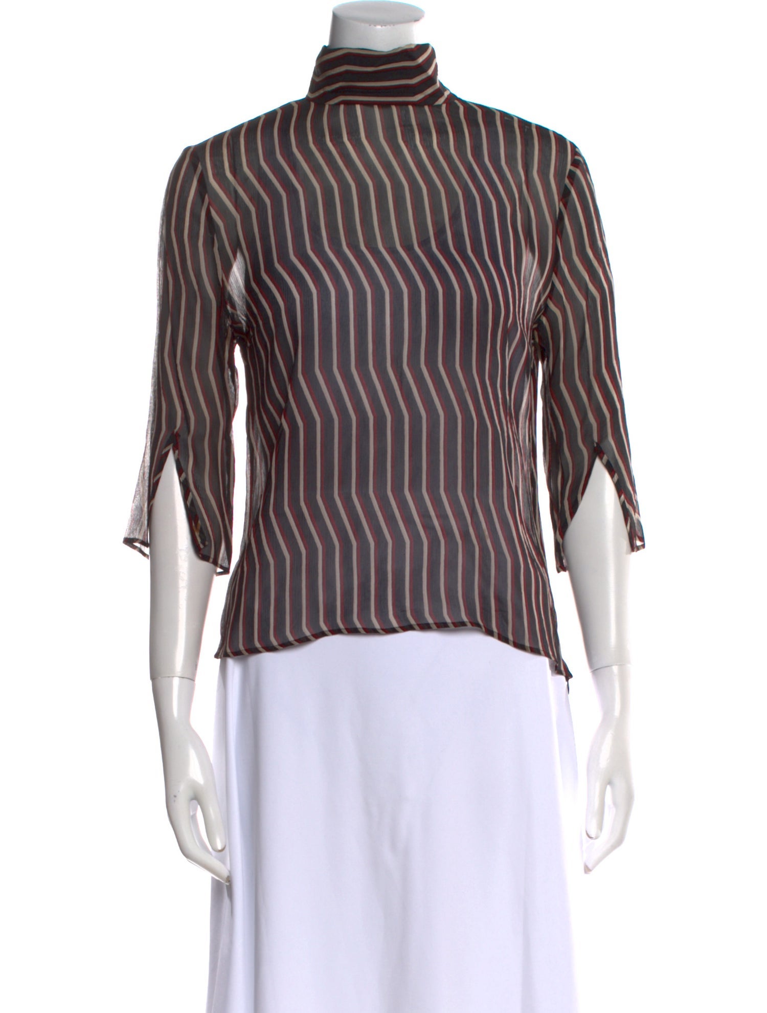 Costume National Striped Turtleneck Blouse