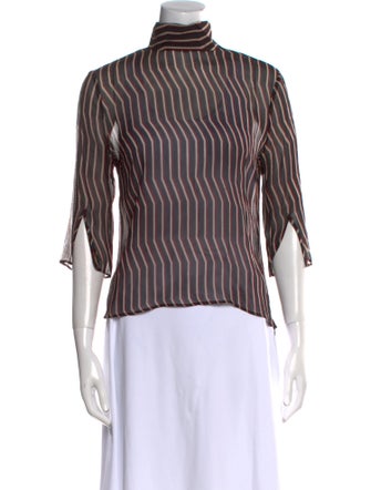 Costume National Striped Turtleneck Blouse