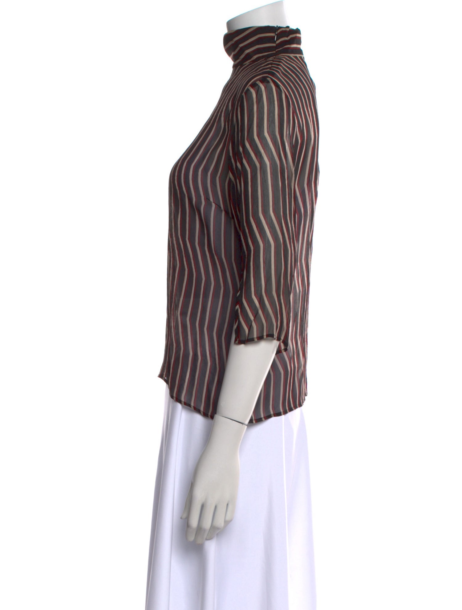 Costume National Striped Turtleneck Blouse