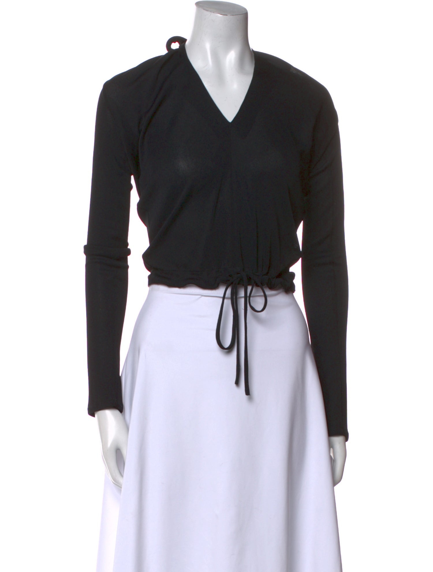 Costume National V-Neck Long Sleeve Crop Top