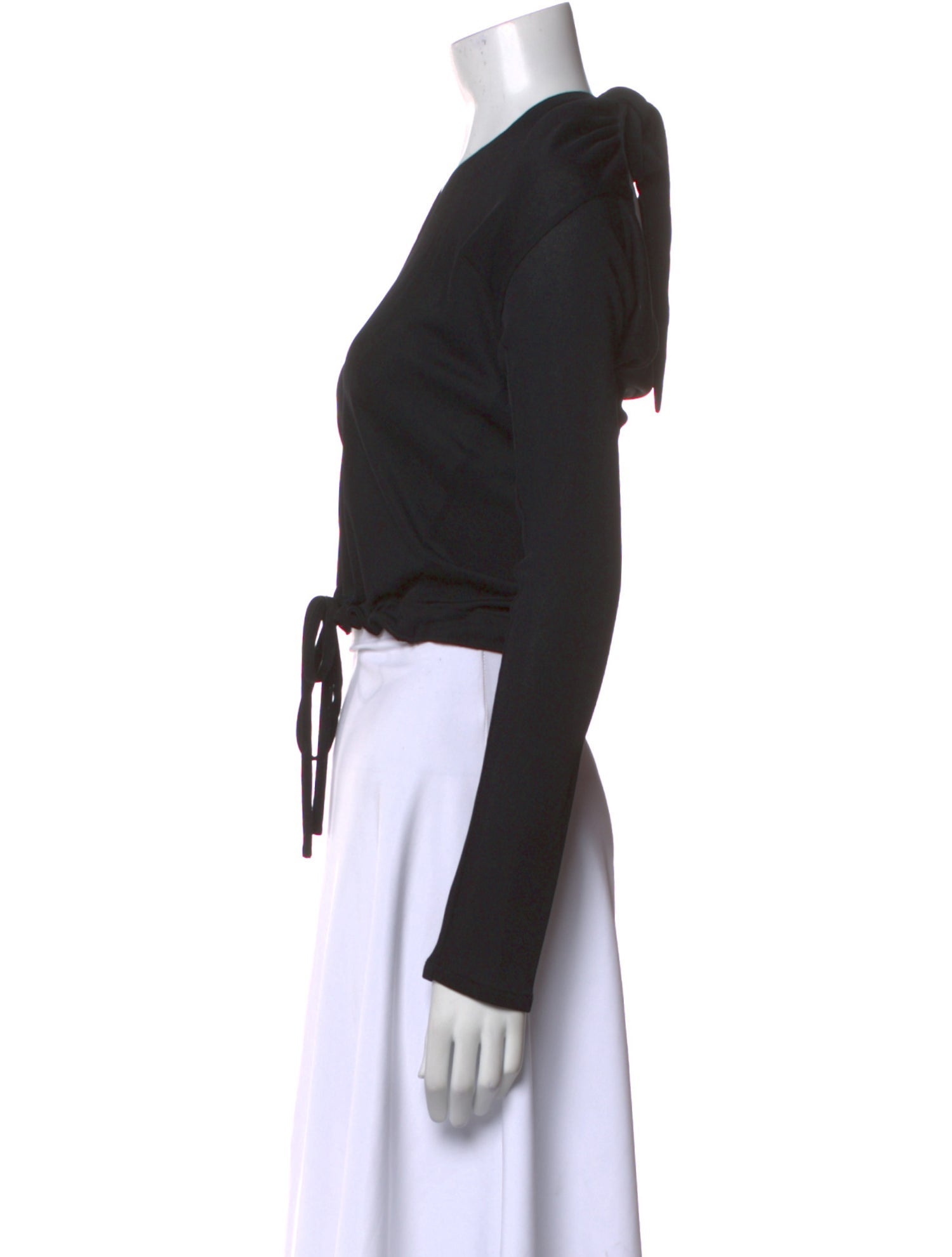 Costume National V-Neck Long Sleeve Crop Top