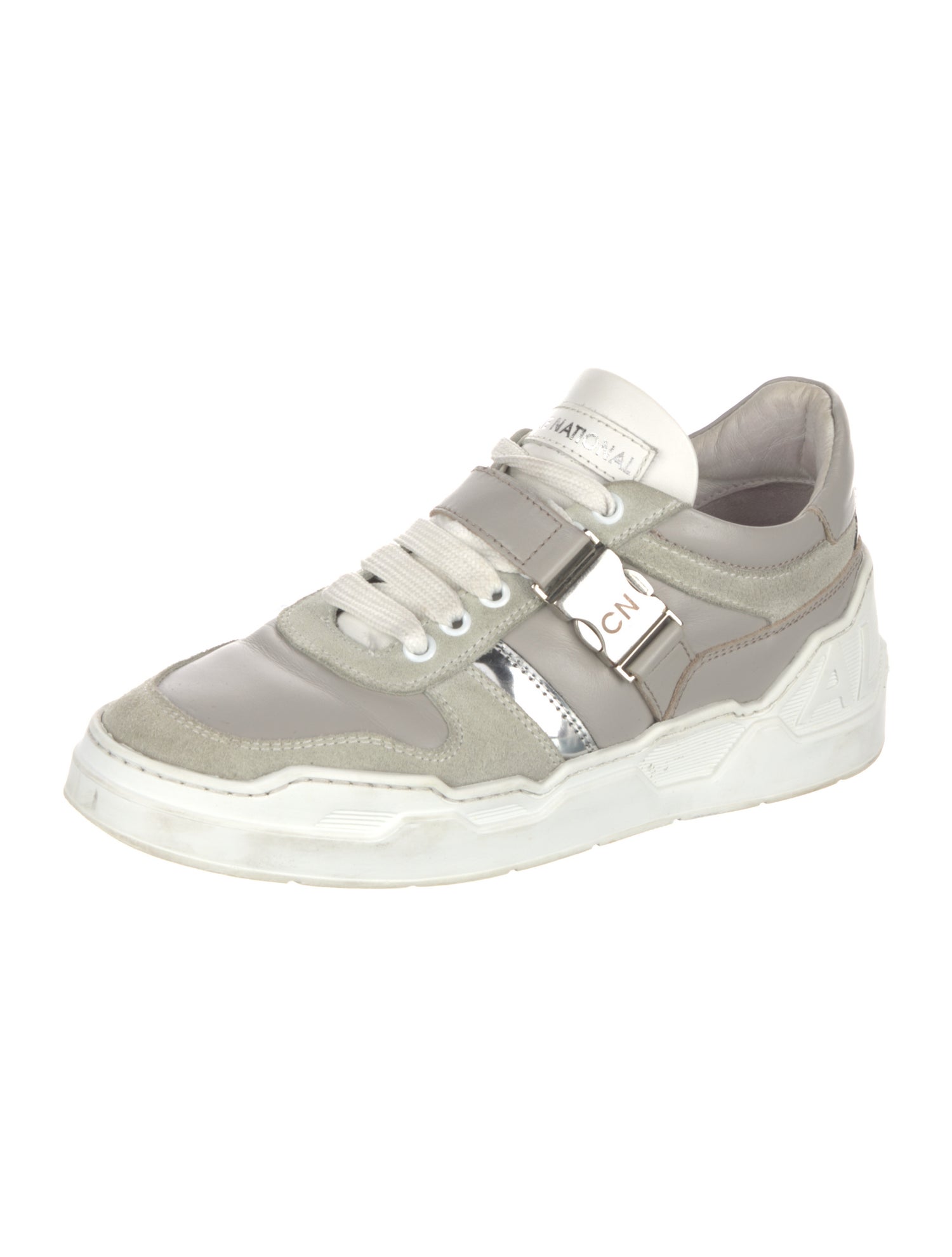 Costume National Leather Colorblock Pattern Sneakers