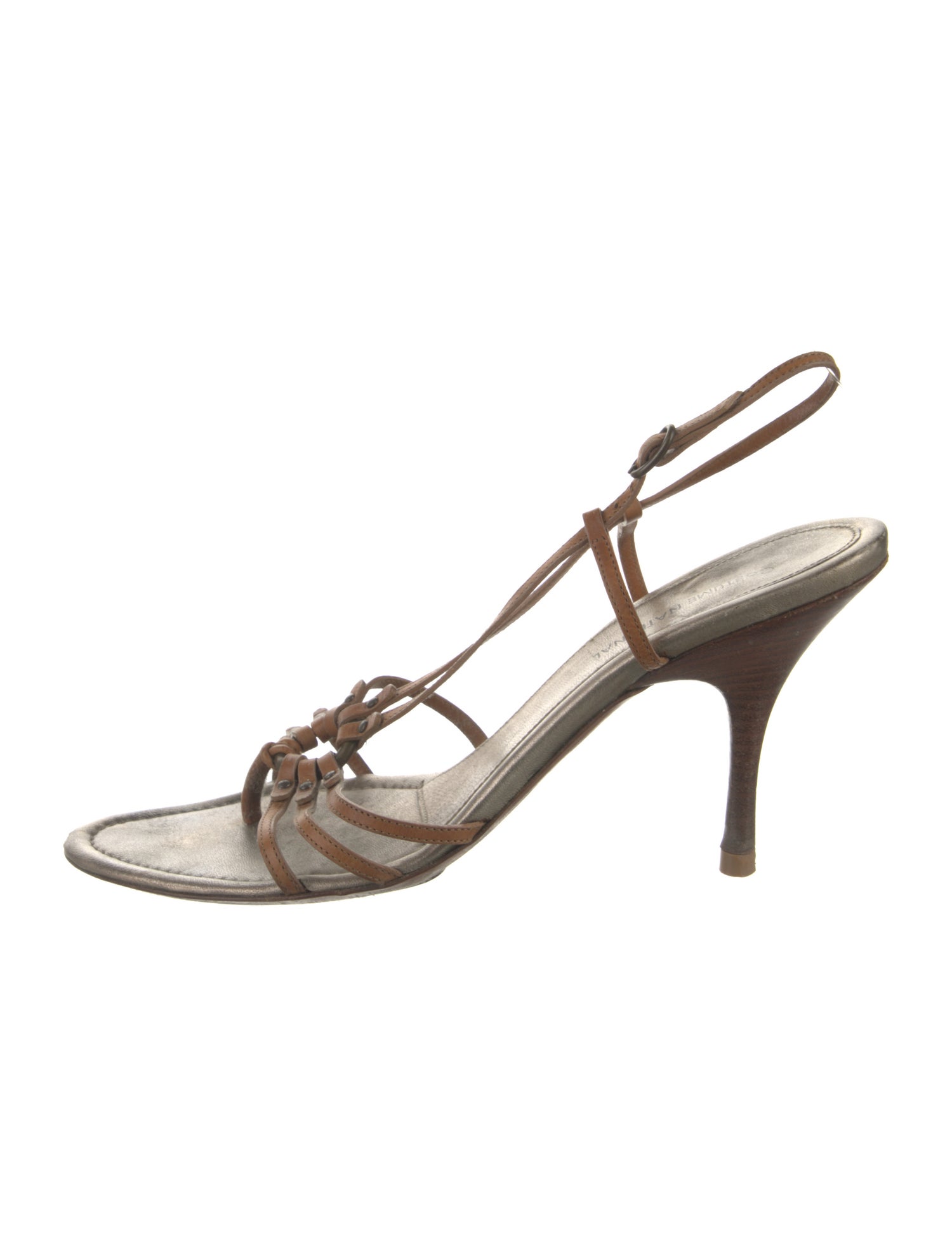 Costume National Leather Studded Accents Slingback Sandals