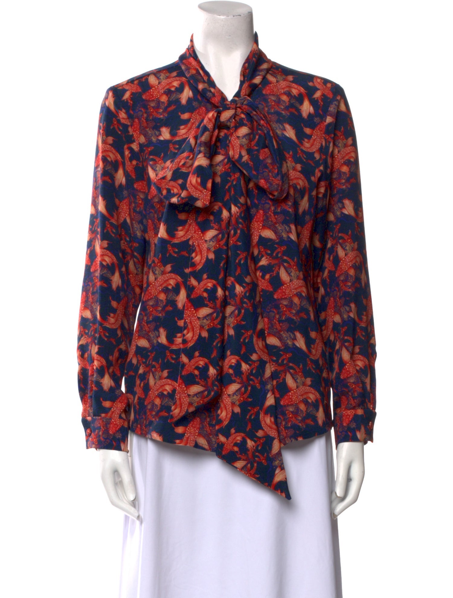 Catherine Prevost Silk Floral Print Blouse