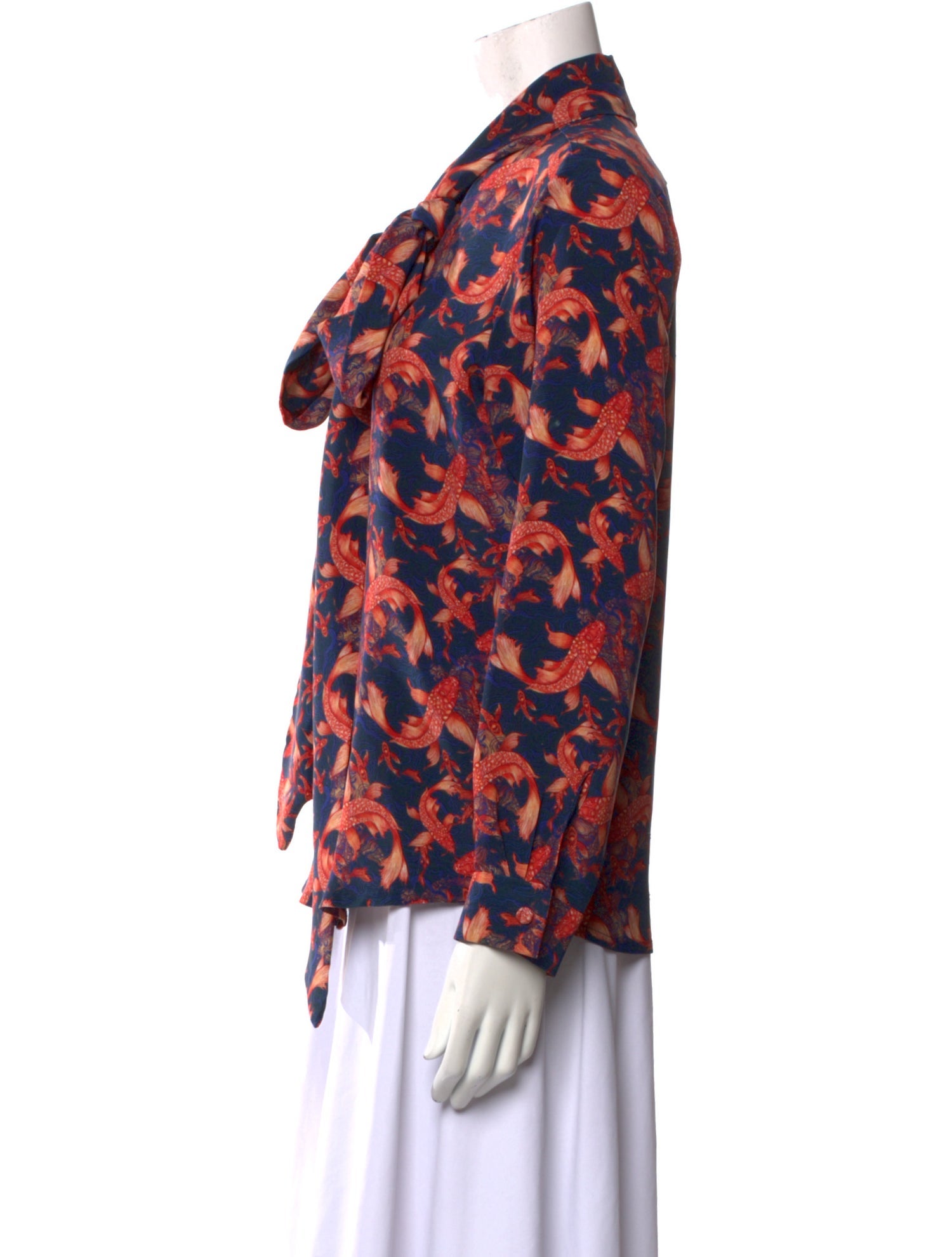 Catherine Prevost Silk Floral Print Blouse