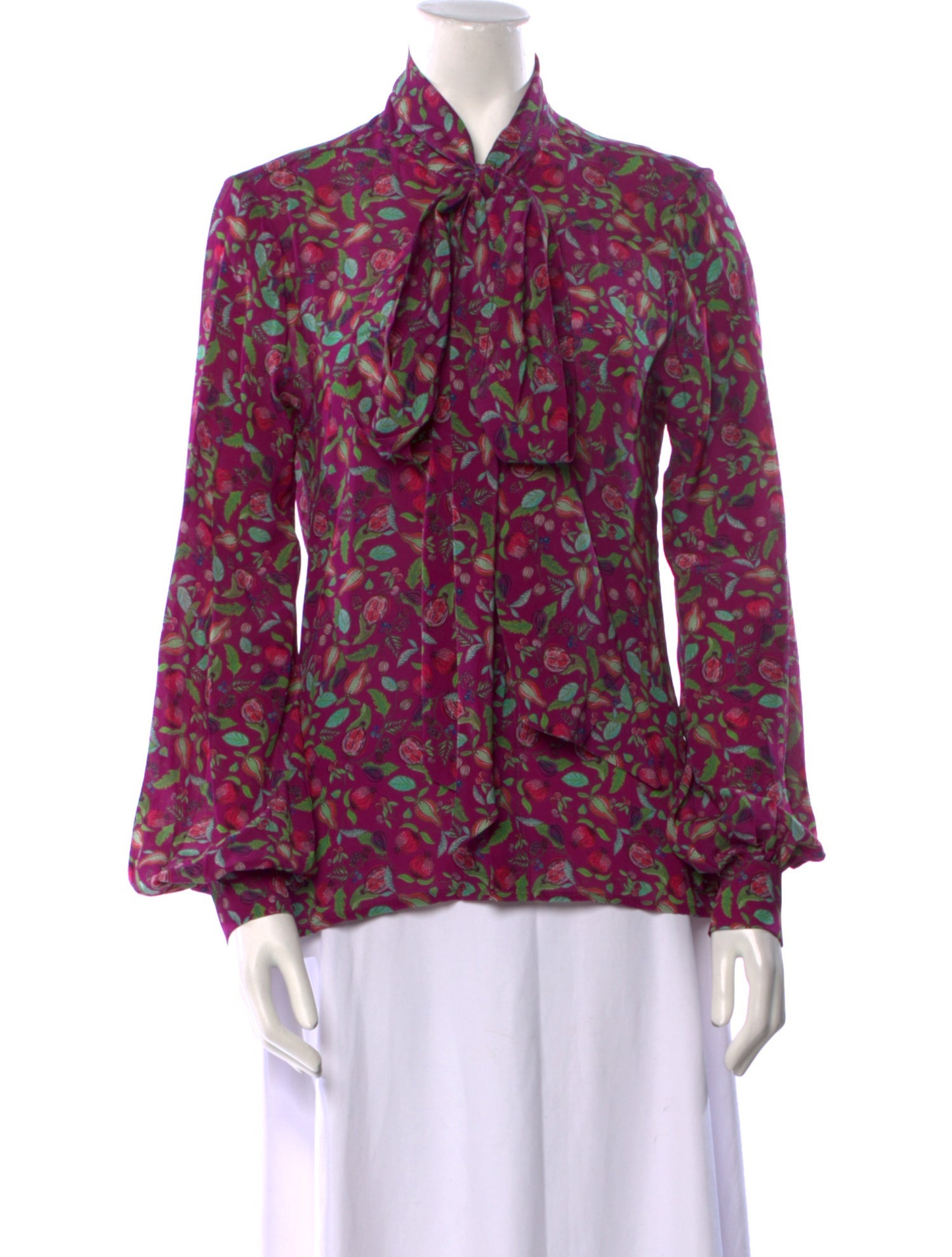 Catherine Prevost Silk Floral Print Blouse