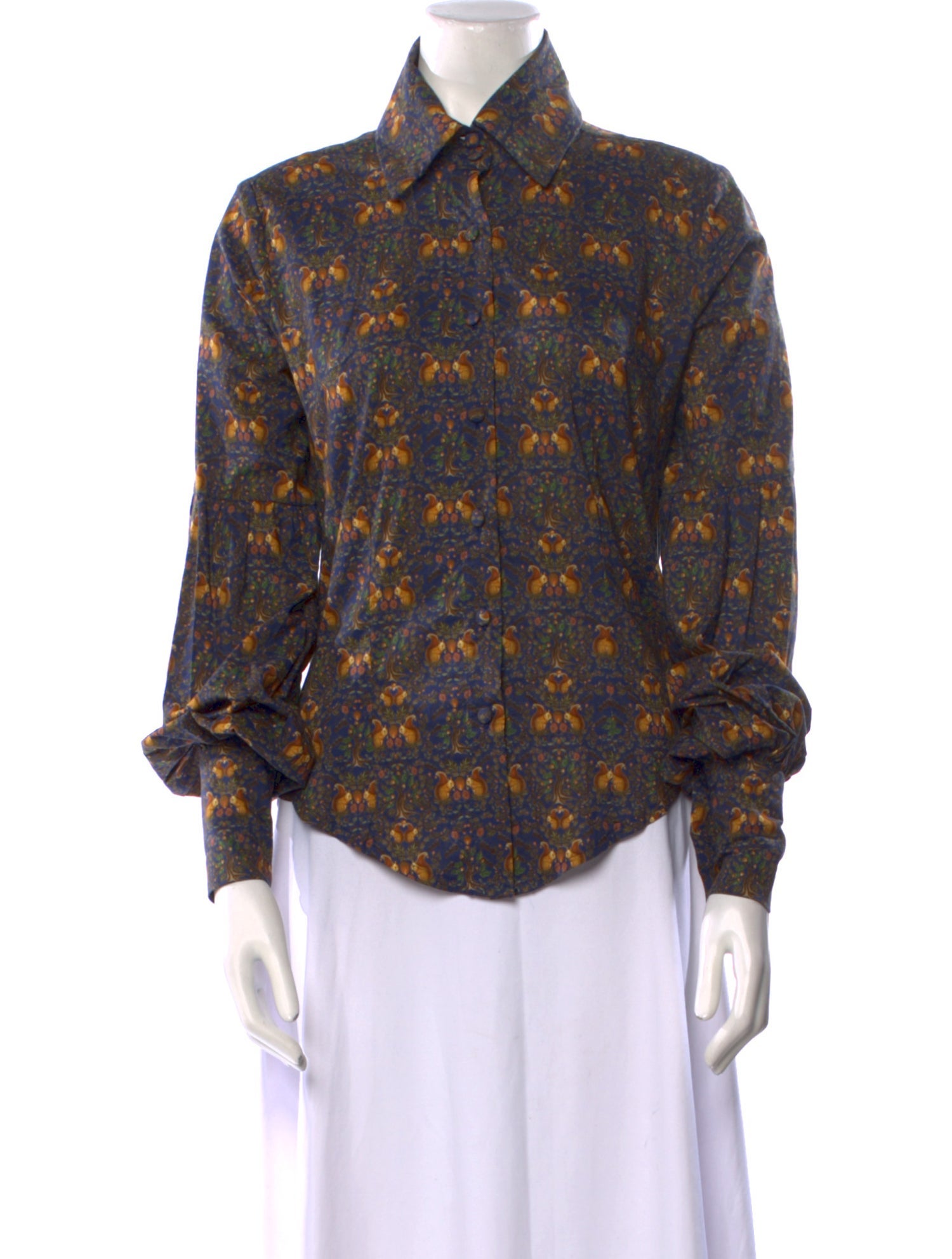 Catherine Prevost Floral Print Long Sleeve Button-Up Top