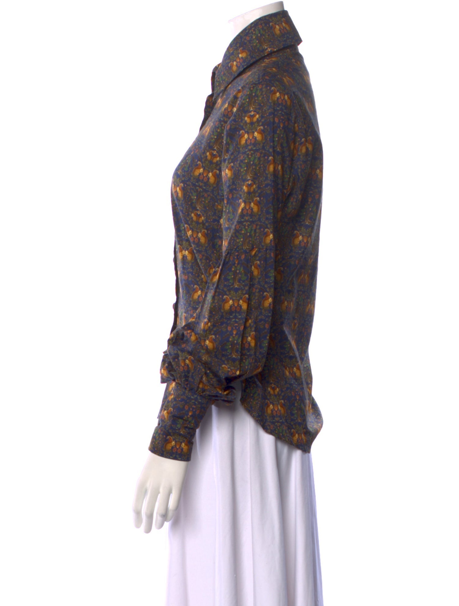 Catherine Prevost Floral Print Long Sleeve Button-Up Top