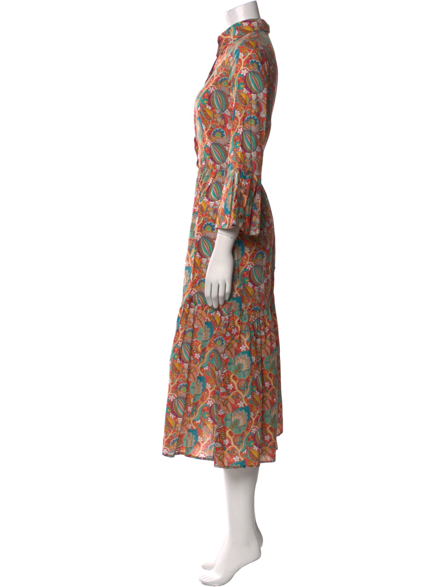 Catherine Prevost Floral Print Midi Length Dress