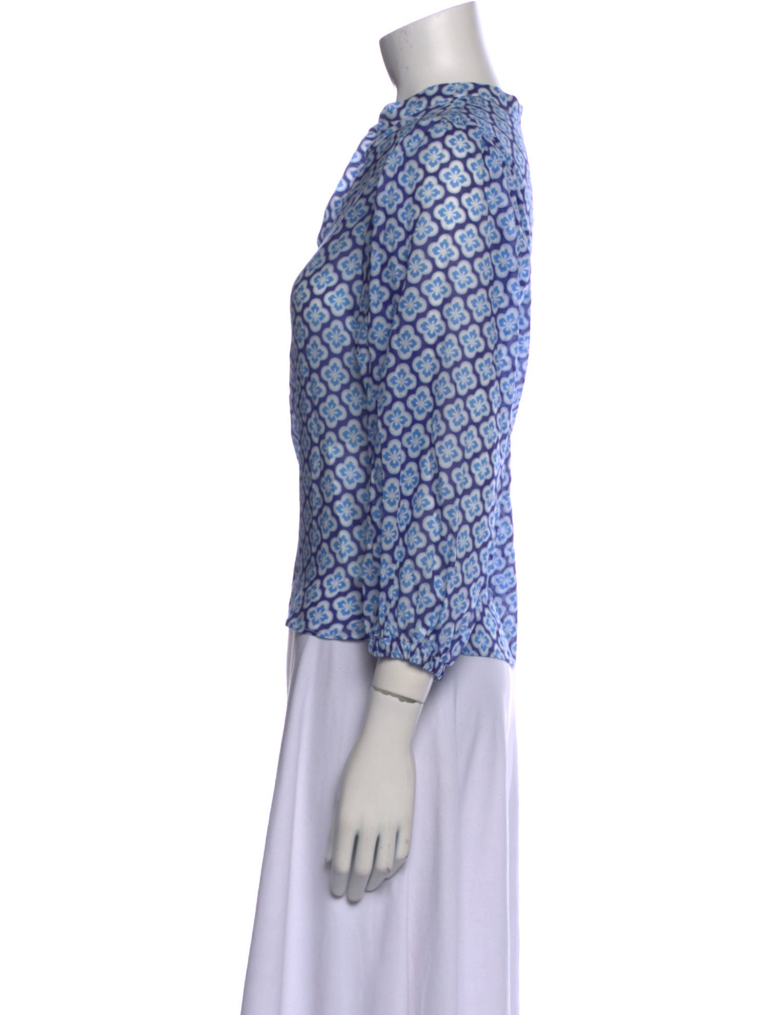 Catherine Prevost Printed V-Neck Blouse