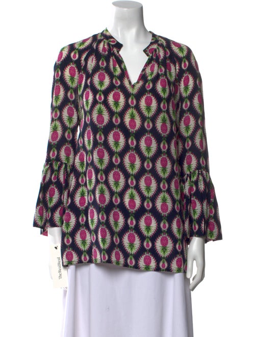 Catherine Prevost Printed V-Neck Blouse