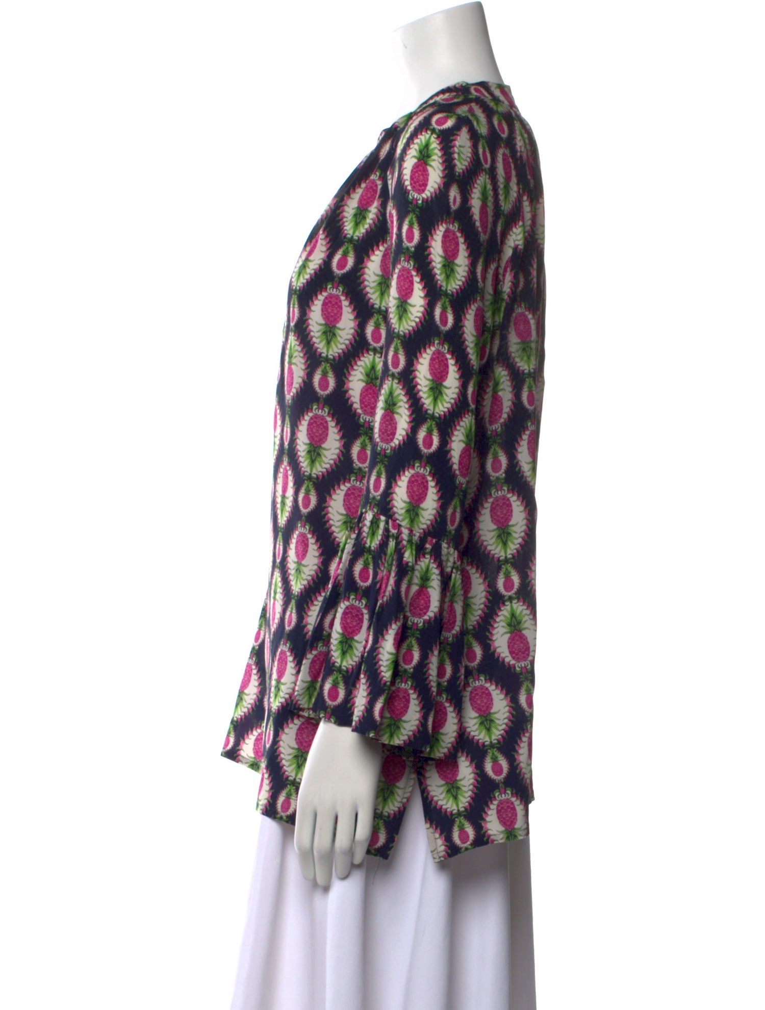 Catherine Prevost Printed V-Neck Blouse