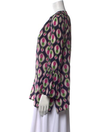 Catherine Prevost Printed V-Neck Blouse