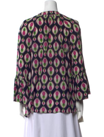 Catherine Prevost Printed V-Neck Blouse