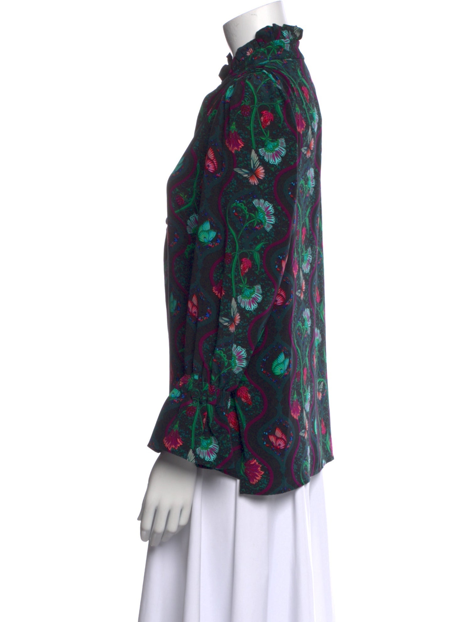 Catherine Prevost Floral Print V-Neck Blouse