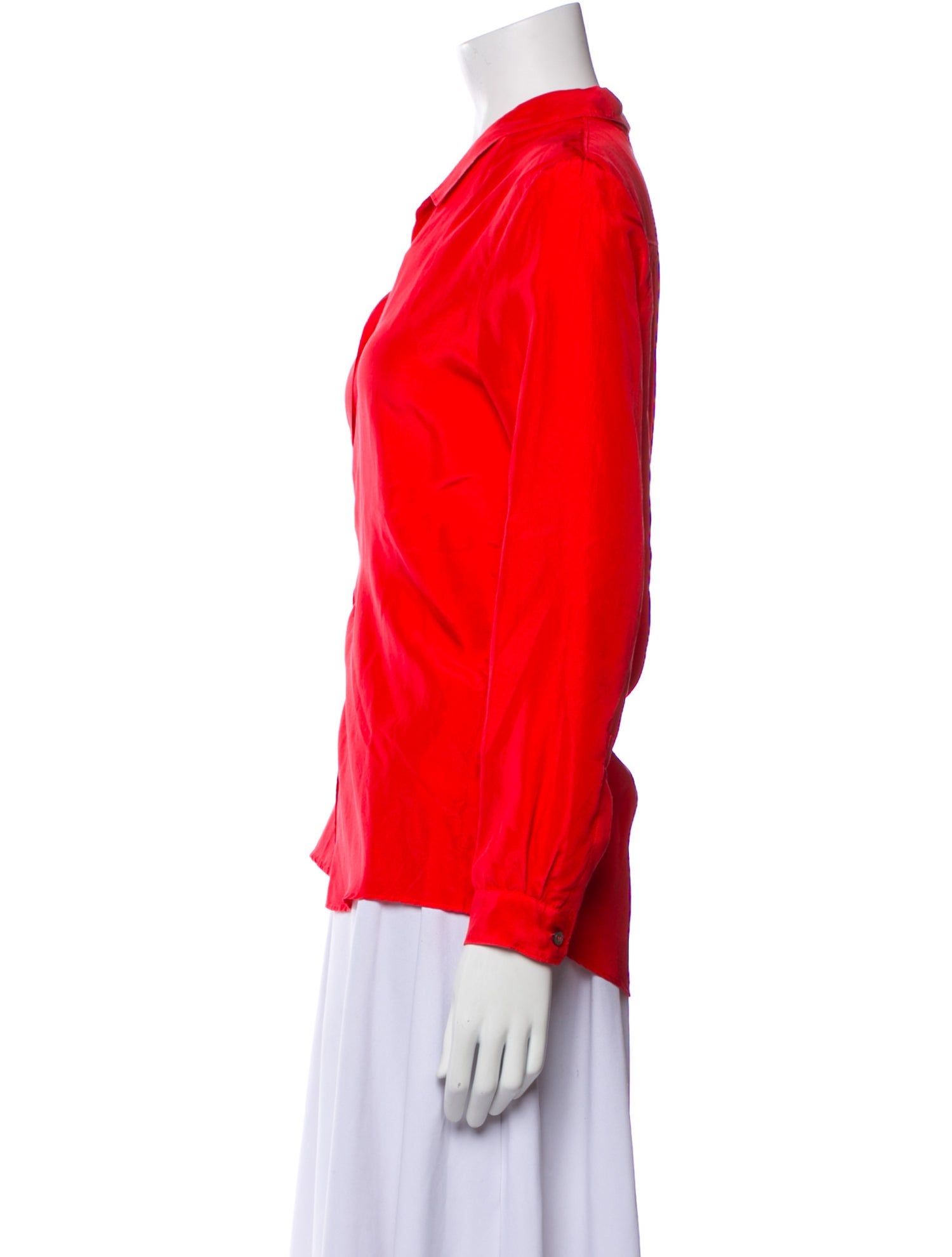 Pomandère Silk Long Sleeve Button-Up Top w/ Tags