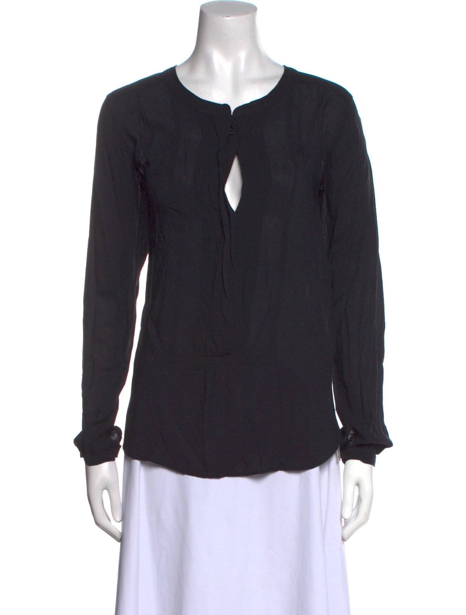 Pomandère V-Neck Long Sleeve Blouse