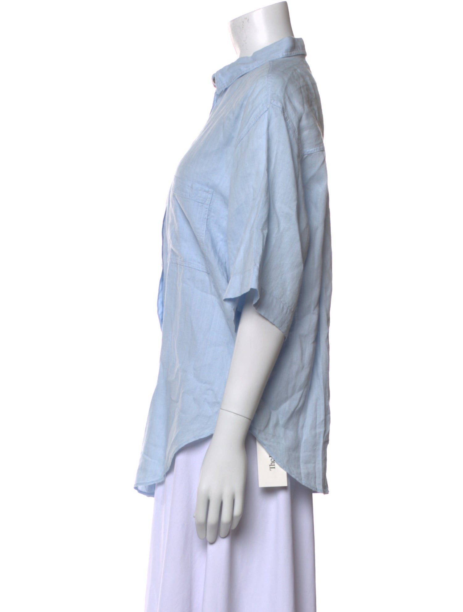 Pomandère Three-Quarter Sleeve Button-Up Top