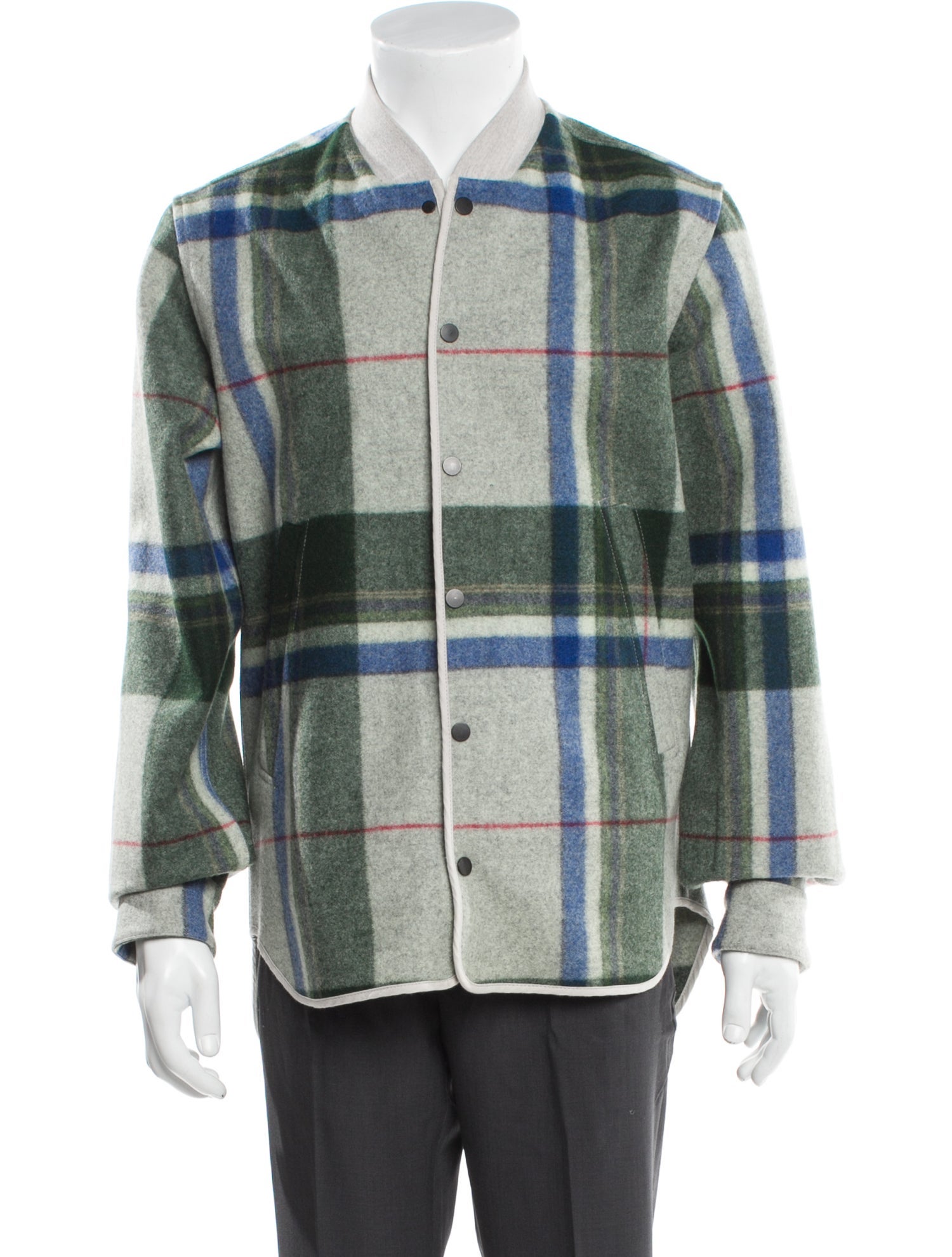 Tim Coppens Virgin Wool Plaid Print Trucker Jacket