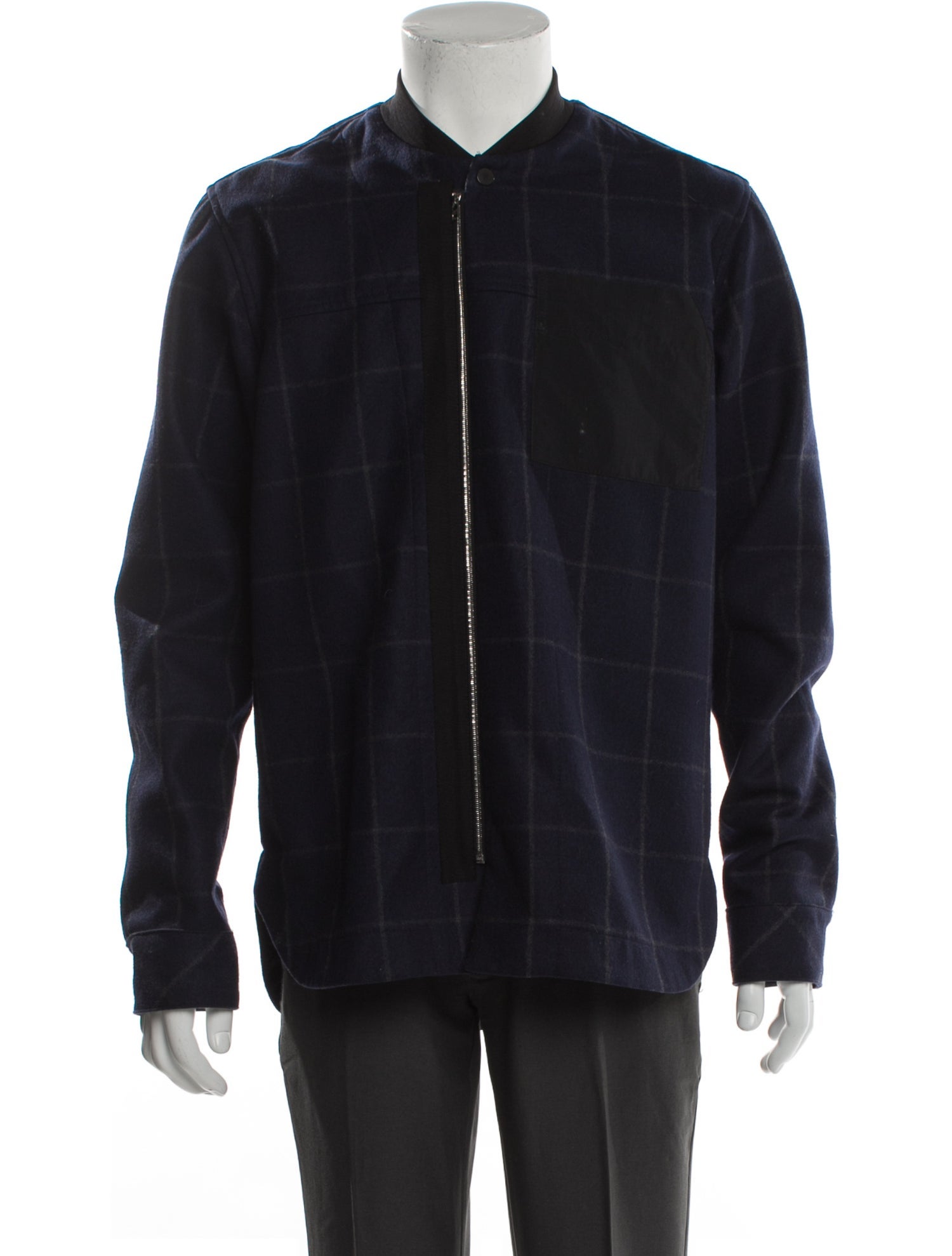 Tim Coppens Virgin Wool Plaid Print Denim Jacket