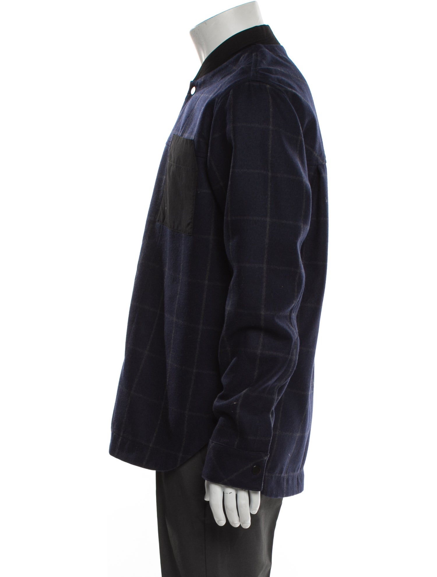 Tim Coppens Virgin Wool Plaid Print Denim Jacket