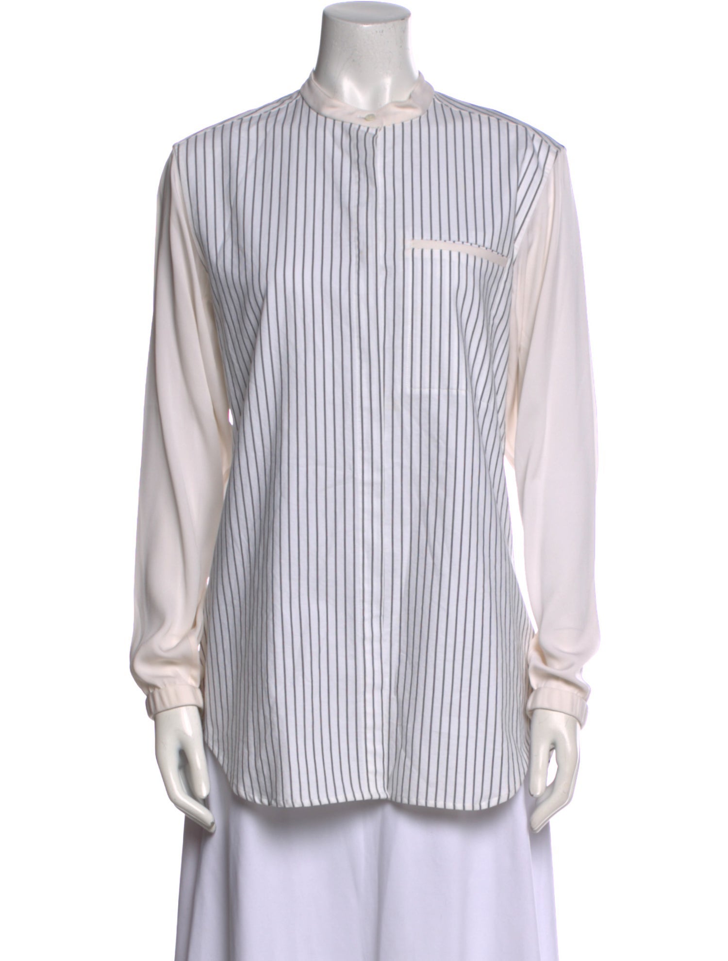 Tim Coppens Striped Crew Neck Button-Up Top