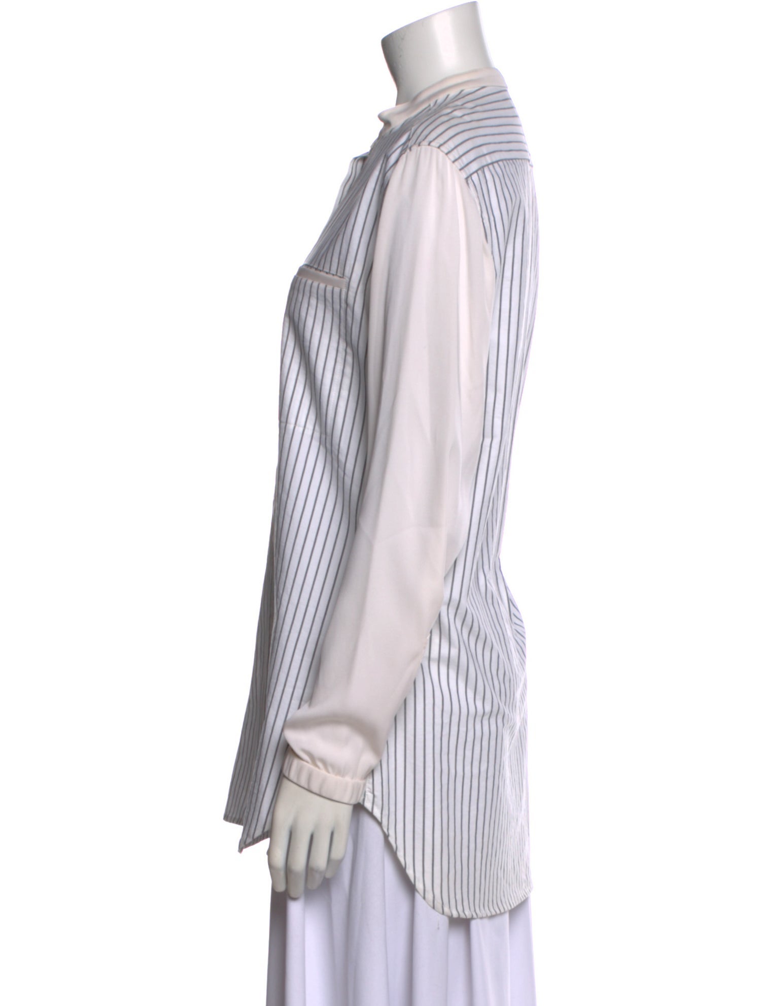 Tim Coppens Striped Crew Neck Button-Up Top