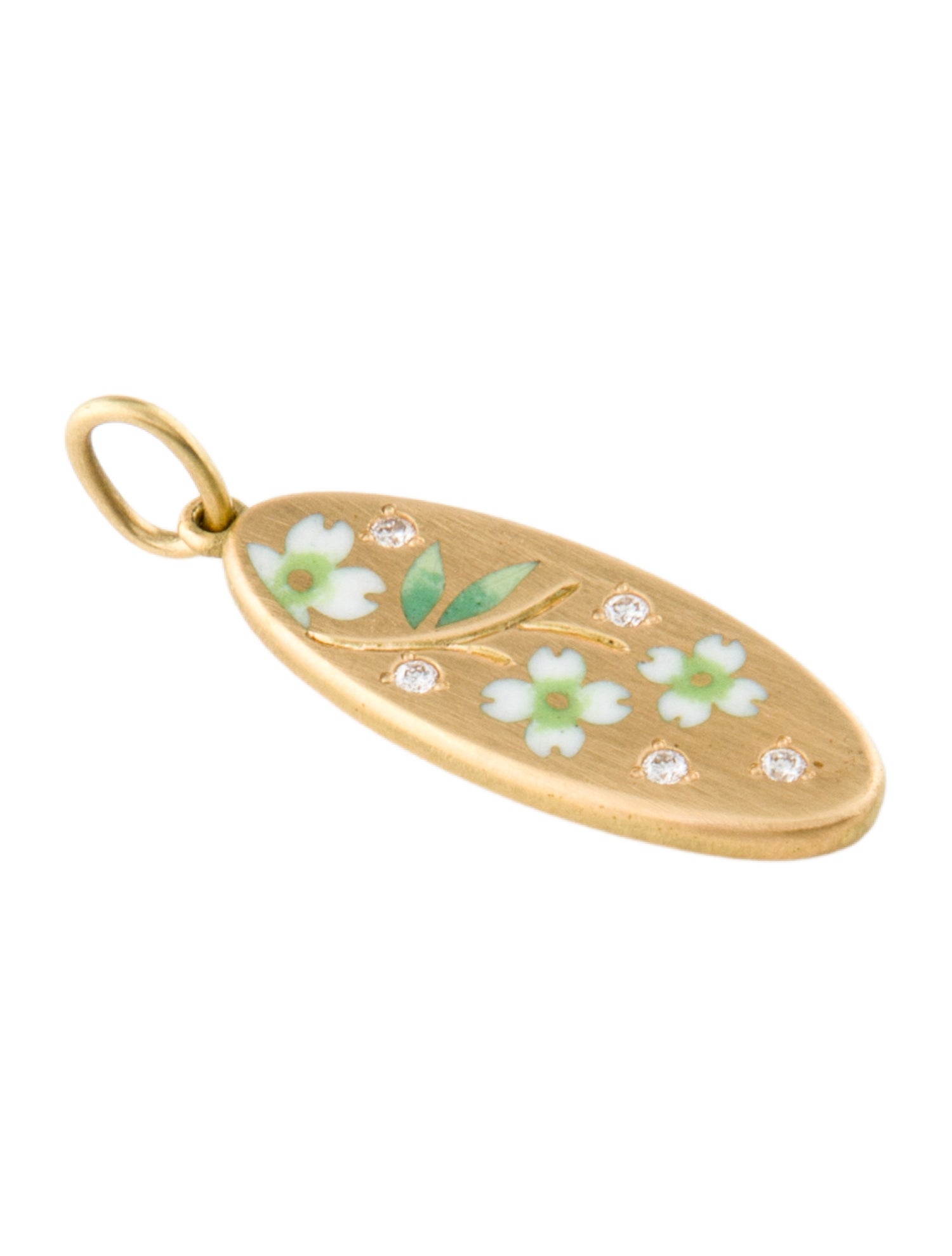 Gwen Barba 18K Diamond Long Oval Flower Pendant