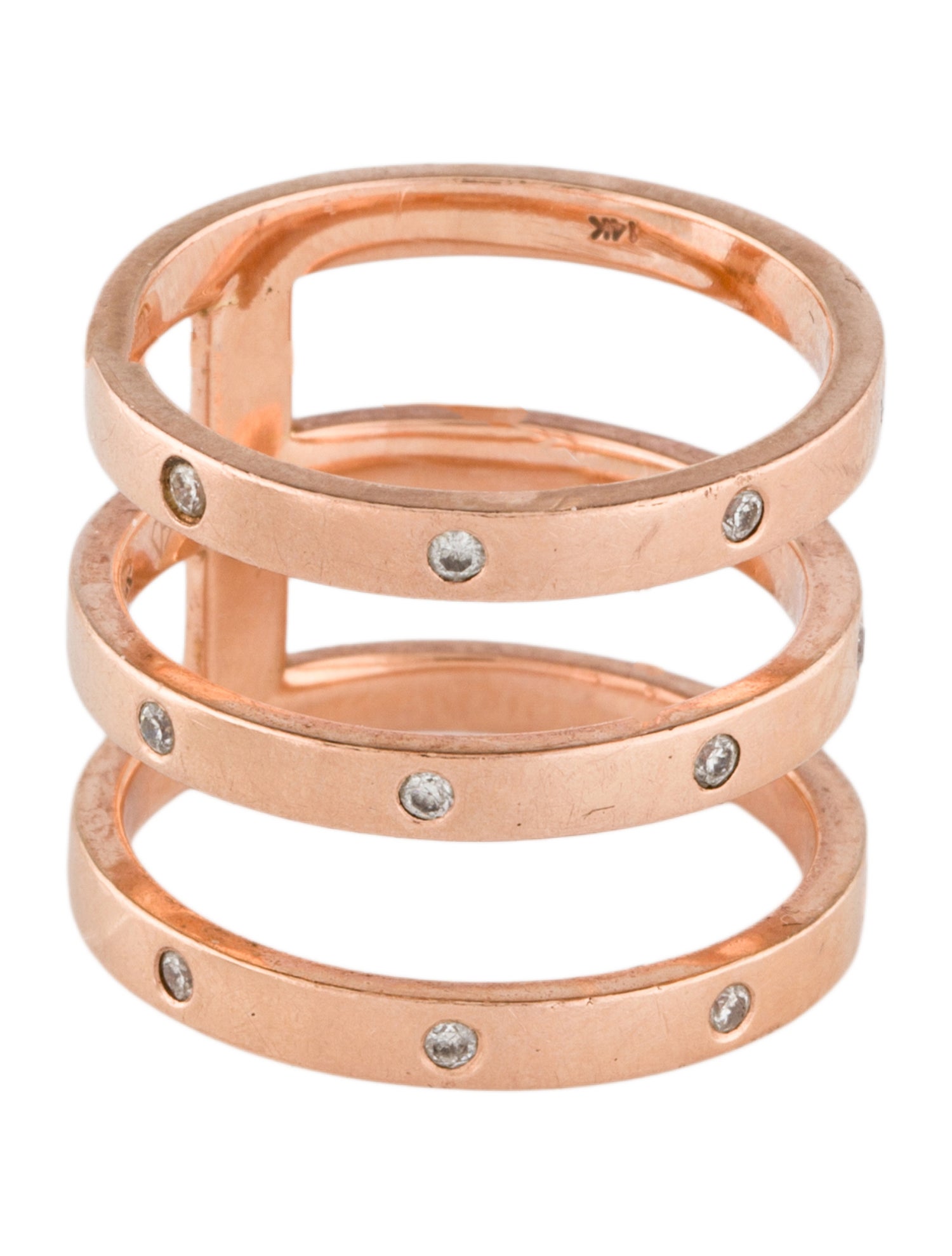 Carbon & Hyde 14K Diamond 3 Row Band