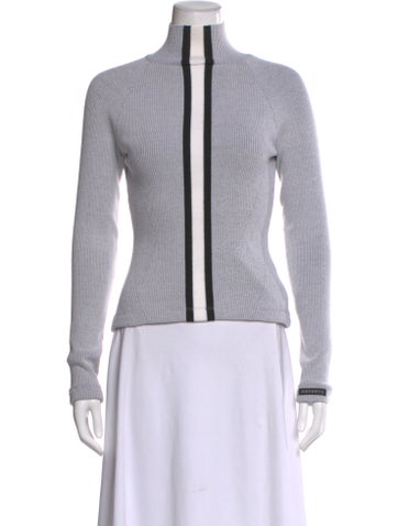 Pre-owned Cordova Merino Wool Striped Sweater In Gray