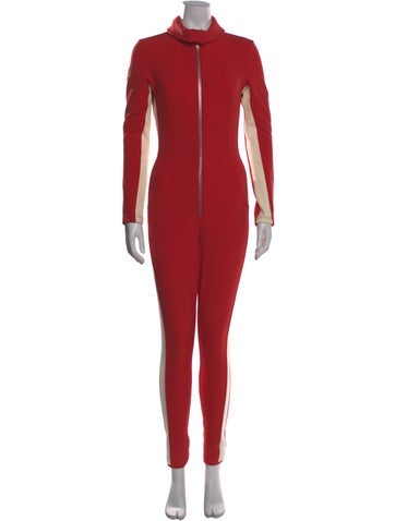 Pre-owned Cordova Nylon Mock Neck Jumpsuit In Red