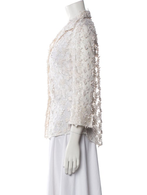 Catherine Regehr Lace Pattern Three-Quarter Sleeve Button-Up Top