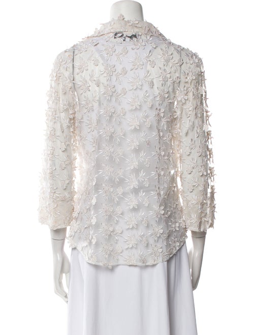 Catherine Regehr Lace Pattern Three-Quarter Sleeve Button-Up Top
