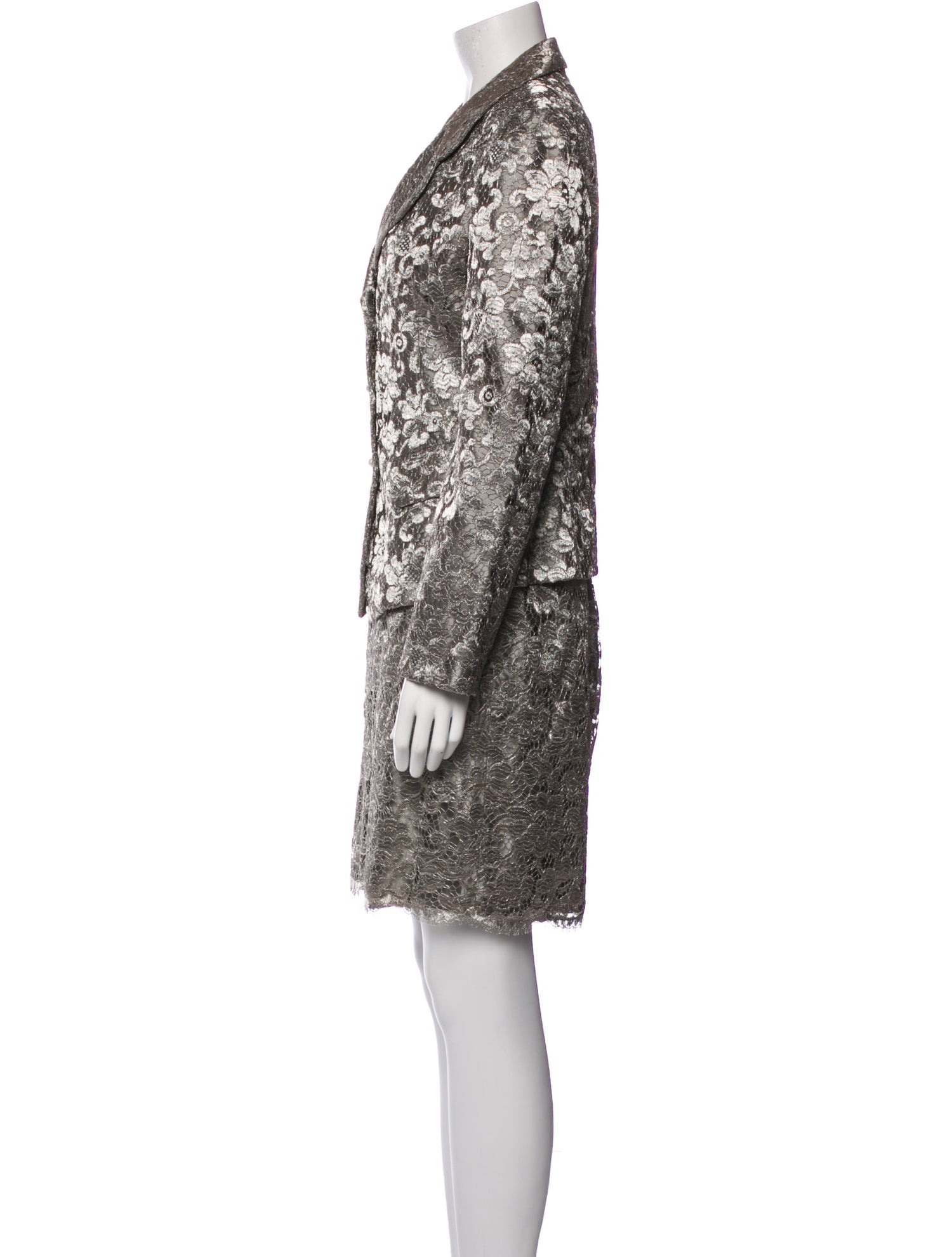 Catherine Regehr Printed Mesh Accents Skirt Suit