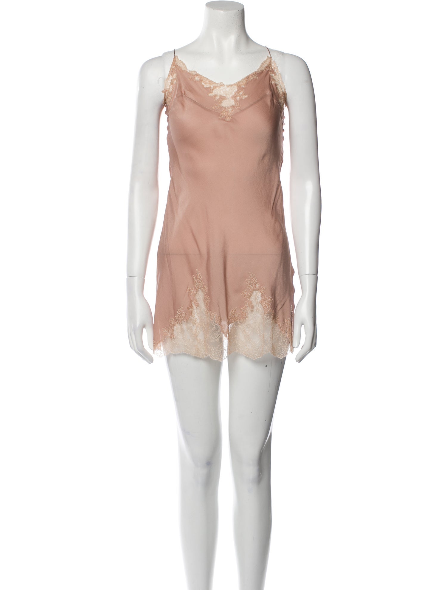 Carine Gilson Silk Lace Trim Embellishment Pajamas