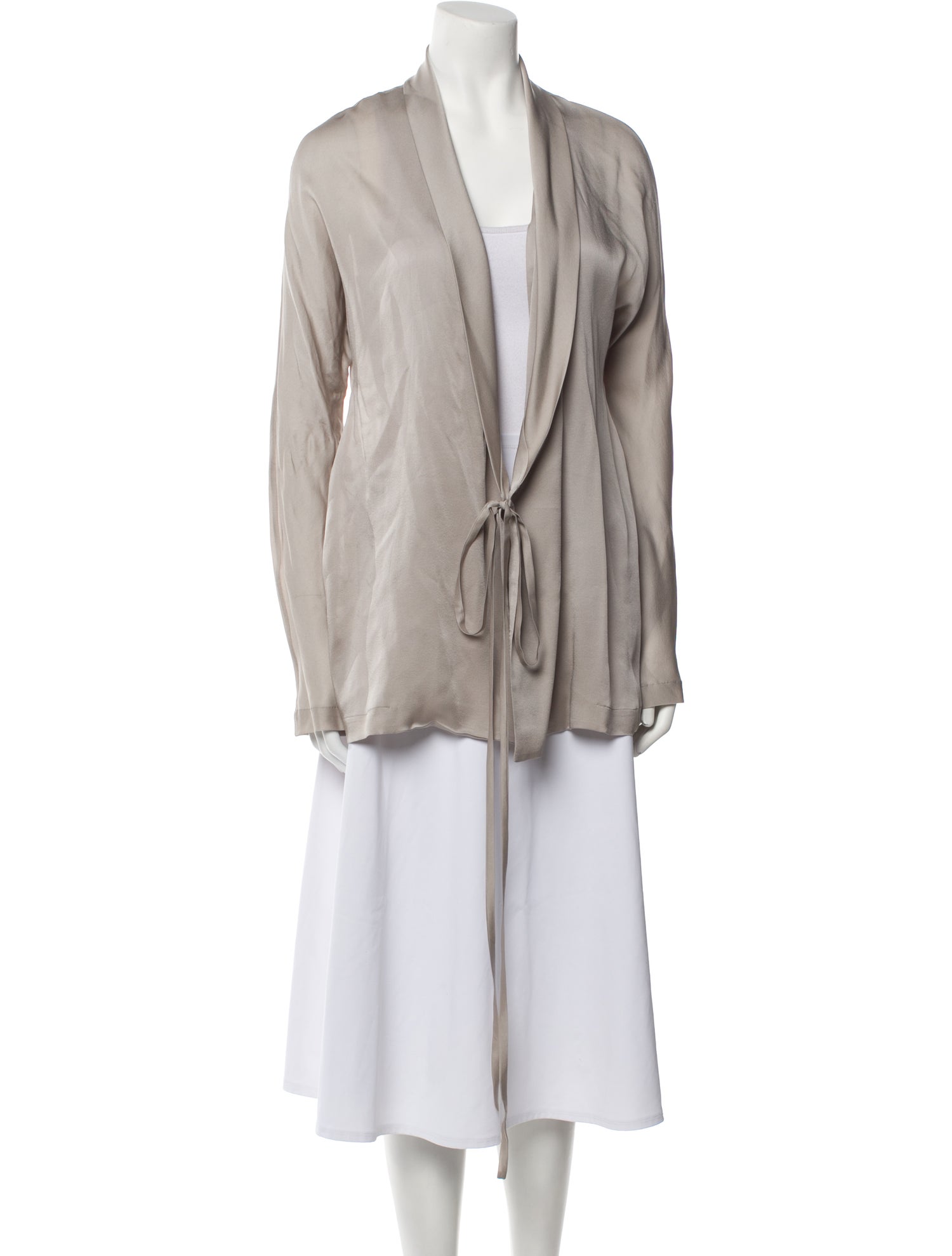 Carine Gilson Silk Ruffle Embellishment Robe