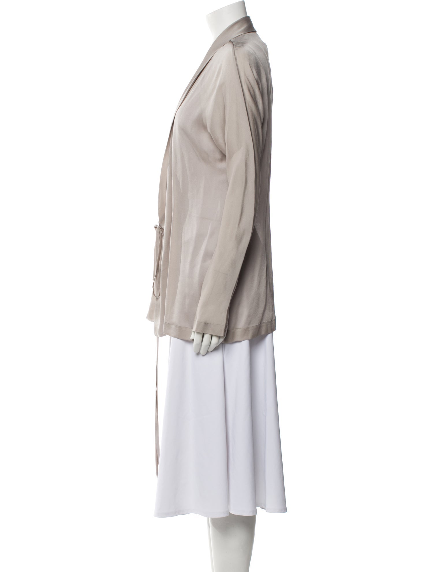 Carine Gilson Silk Ruffle Embellishment Robe