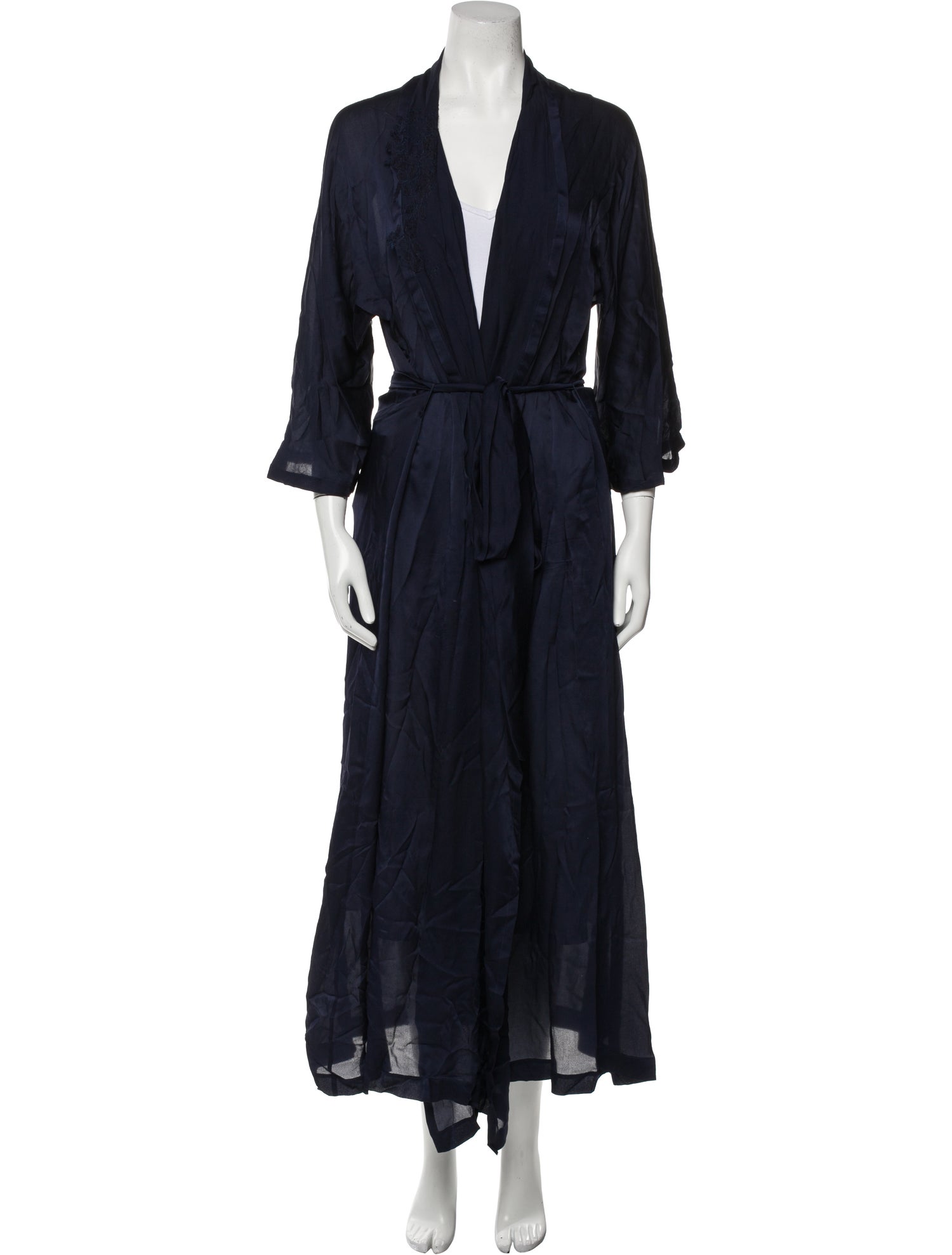 Carine Gilson Silk Mesh Accents Robe